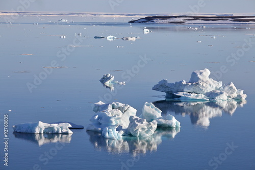 Icebergs on still water
