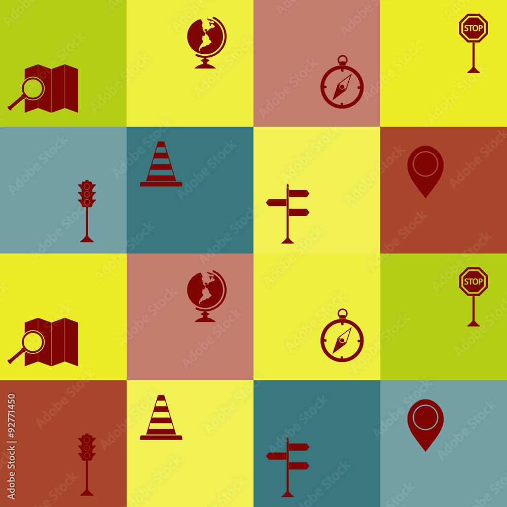 Seamless background with map and location sign for your design Stock ...