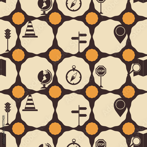 Seamless background with map and location sign for your design