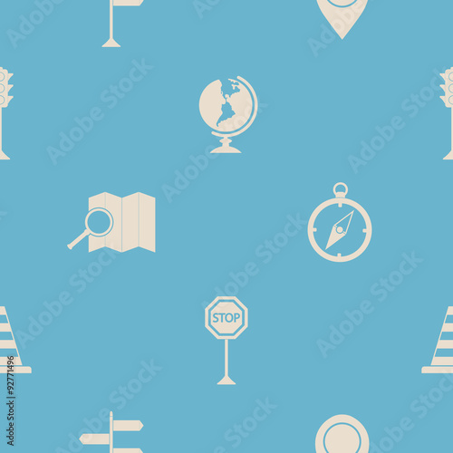 Seamless background with map and location sign for your design