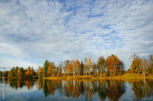 Autumn park with colorful trees 