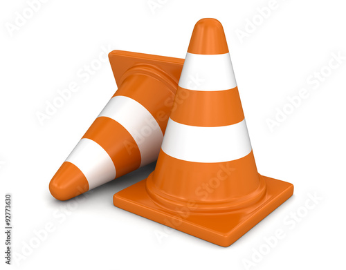 Row of traffic cones. Image with clipping path