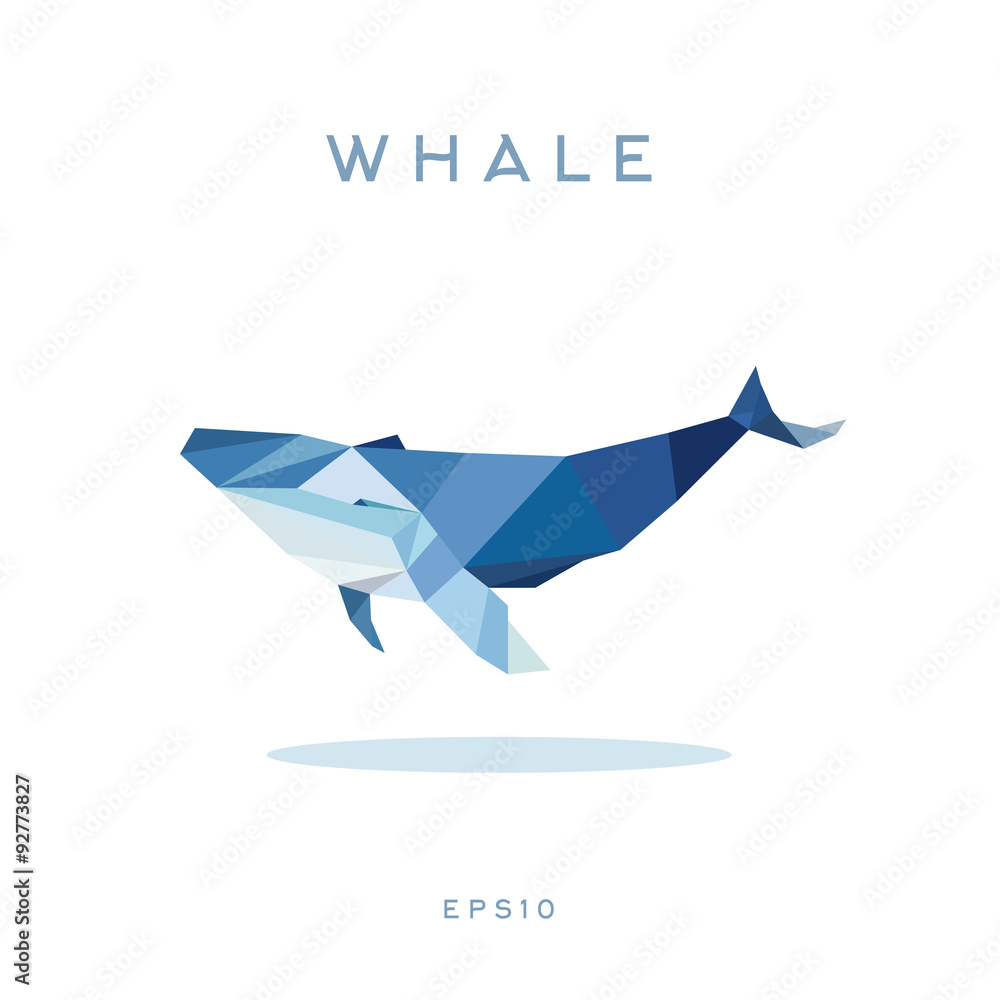 Naklejka premium Whale Lowe roles polygons, vector illustration, logo