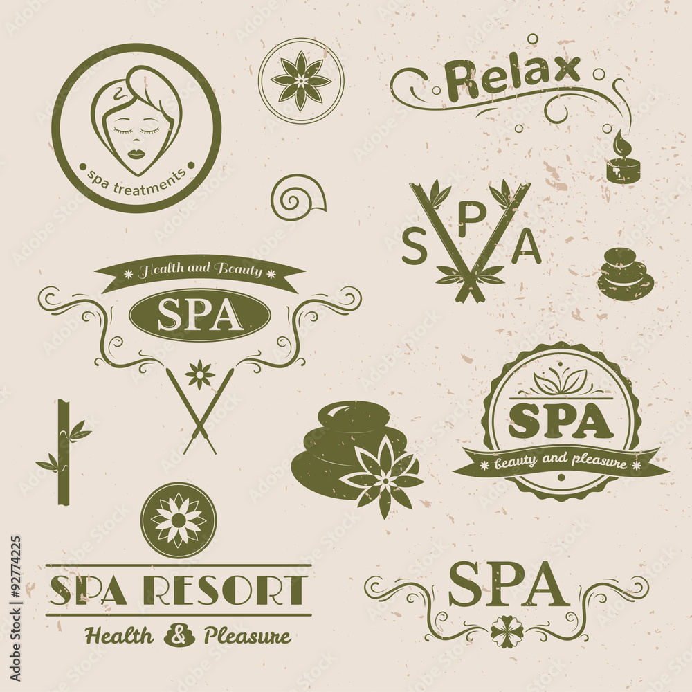 Plakat SPA logos, vector typography