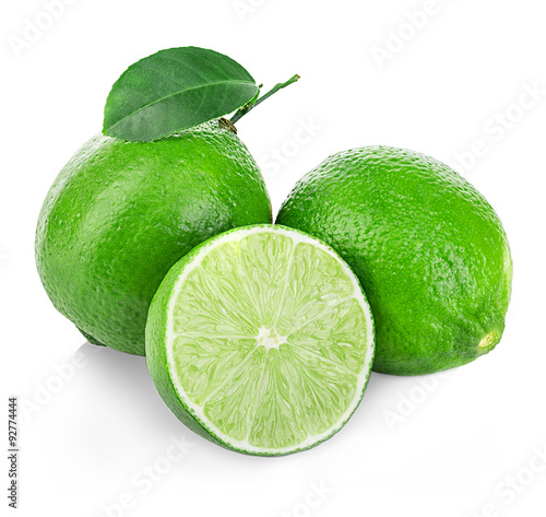 Limes isolated on white background close up