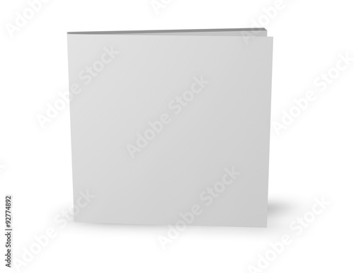 Square booklet template standing isolated on white.