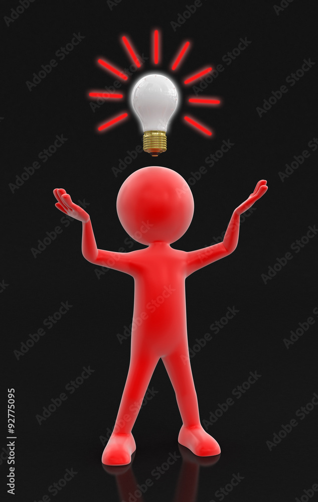 3D man with a light bulb (clipping path included) 3D man with a light bulb (clipping path included)
