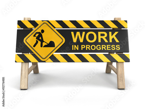 Work in progress sign. Image with clipping path