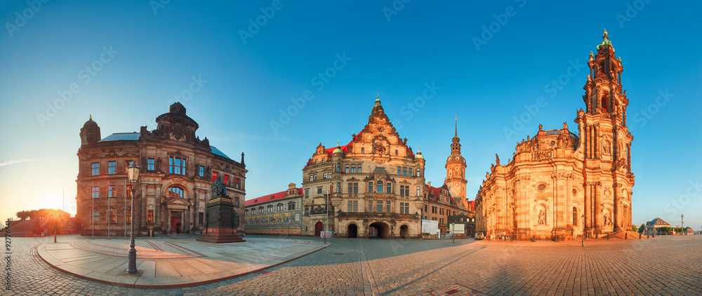 Obraz premium Dresden panorama square, Hofkirche, Germany