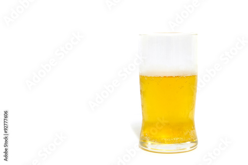Glass of Lager Beer on white background
