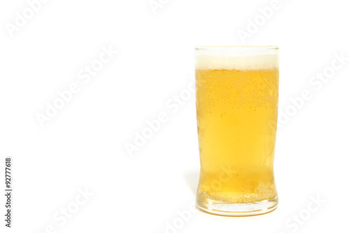 Glass of Lager Beer on white background