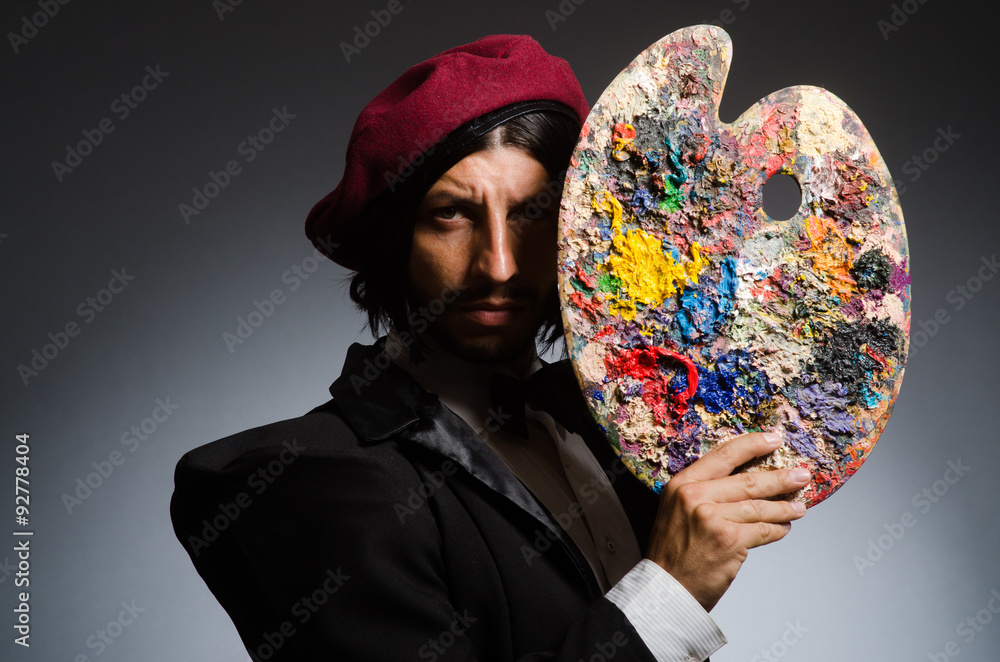 Fototapeta premium Funny artist working in the studio