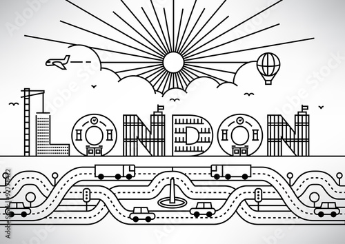 London City Typography Design with Building Letters