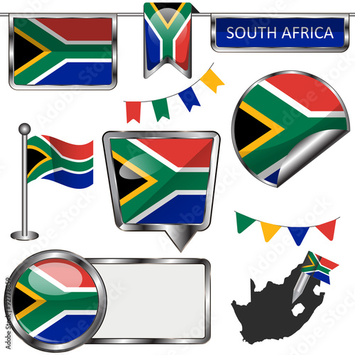 Free Download Glossy icons with flag of South Africa - GFXLoad