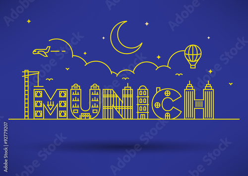 Munich City Typography Design with Building Letters