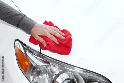 Car with wax and polish cloth. photo