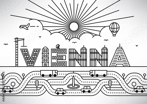 Vienna City Typography Design with Building Letters.