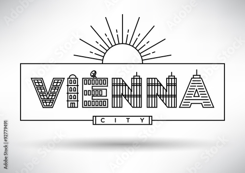 Vienna City Typography Design with Building Letters.