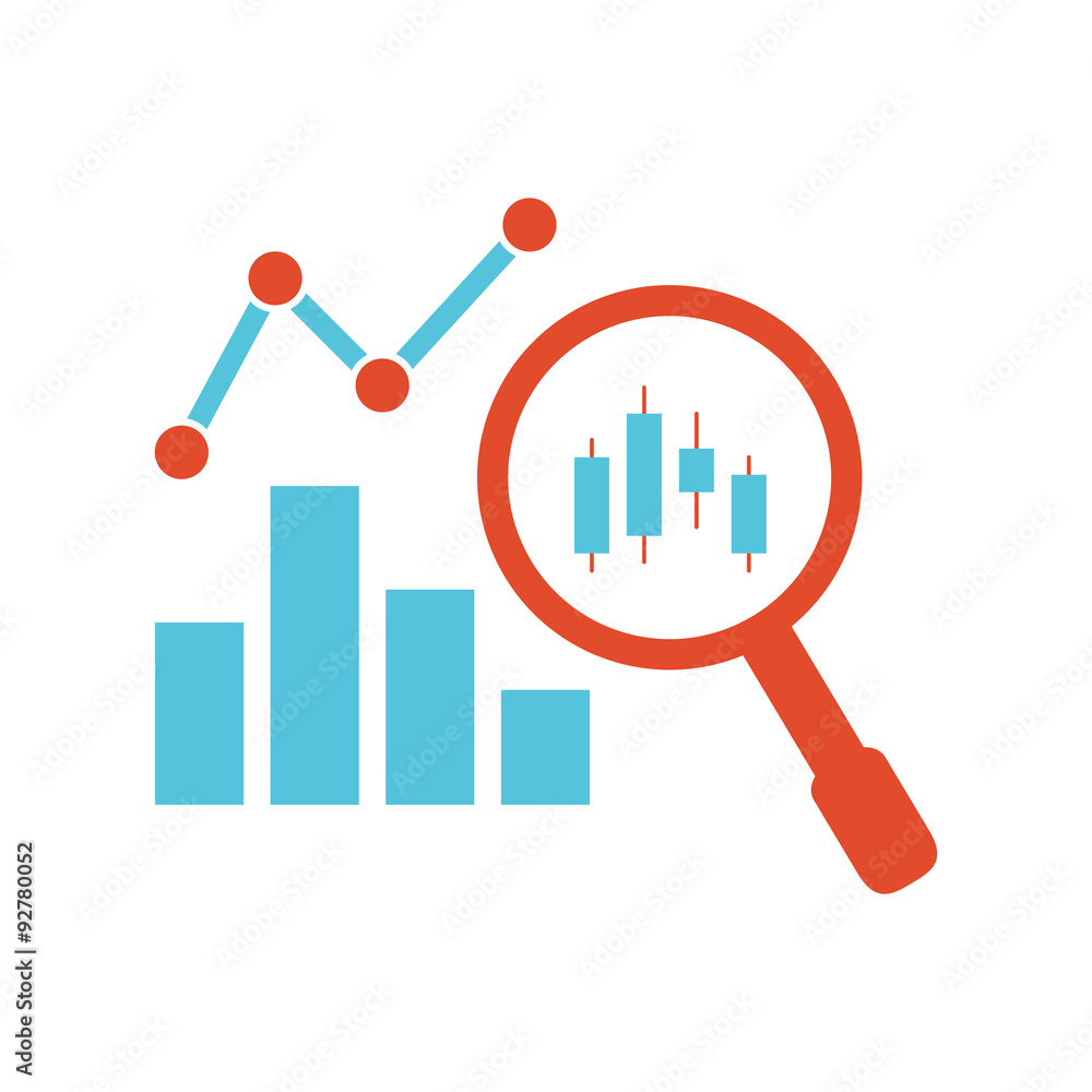 analysis graph magnifier bar graph flat design analysis graph magnifier bar graph flat design