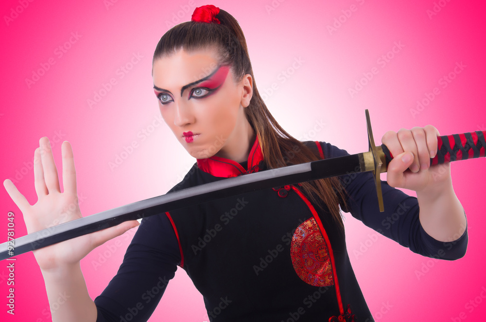Woman in japanese martial art concept Woman in japanese martial art concept