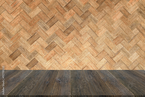 Wood terrace and Weave bamboo wall texture