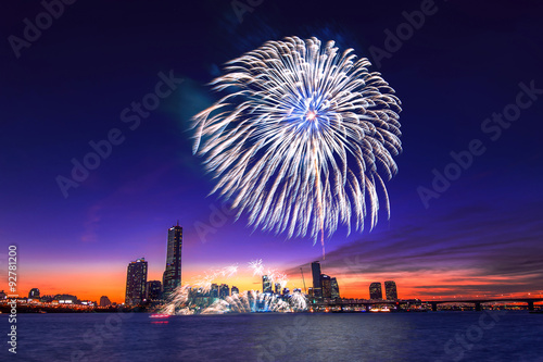 Canvas Print Seoul International Fireworks Festival in Korea.