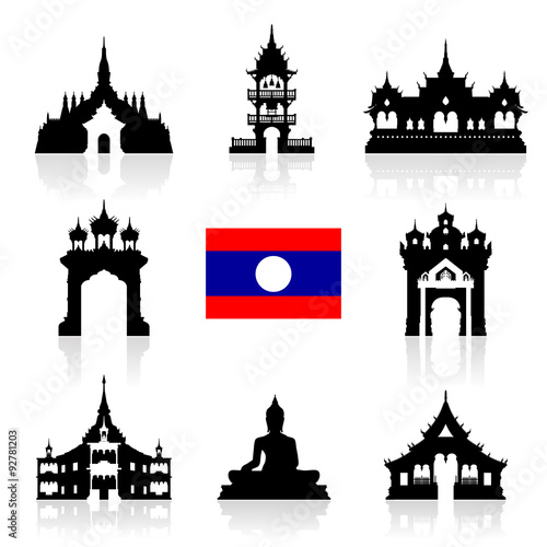 laos Icon Travel Landmarks.