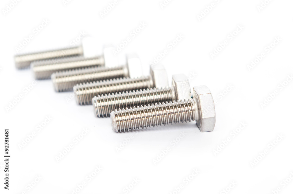 bolts and nuts on white background