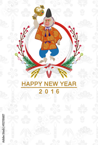 Japanese dressed monkey - Japanese new year card