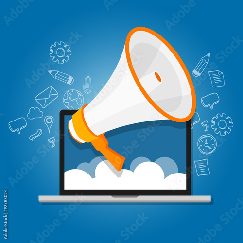 megaphone announce speaker shout online public relation