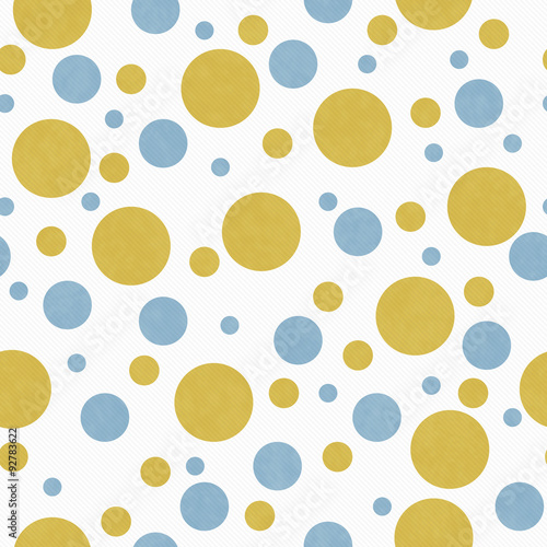 Yellow, Blue and White Polka Dot Tile Pattern Repeat Background