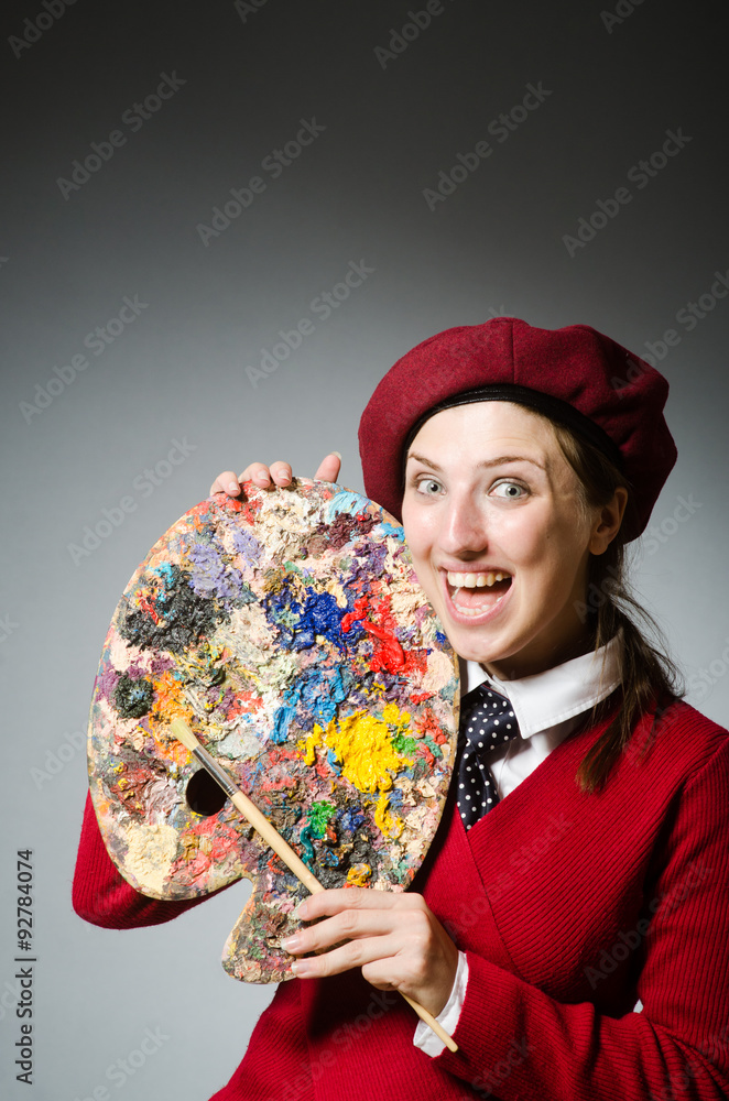 Fototapeta premium Funny artist working in the studio