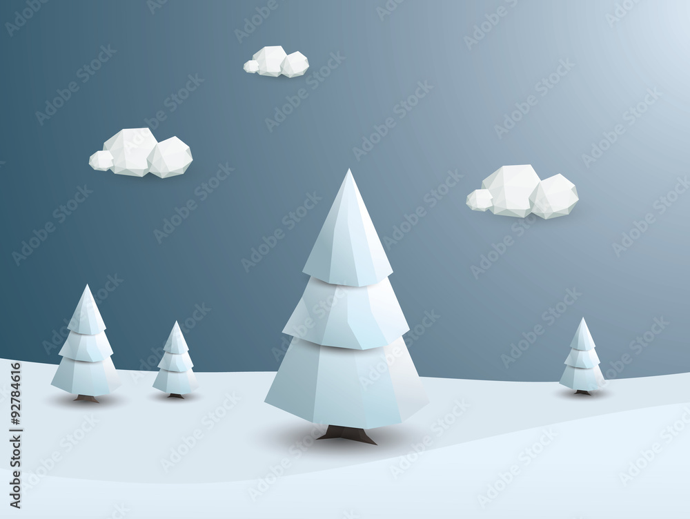 Low poly winter landscape vector background. 3d Polygonal white Low poly winter landscape vector background. 3d Polygonal white