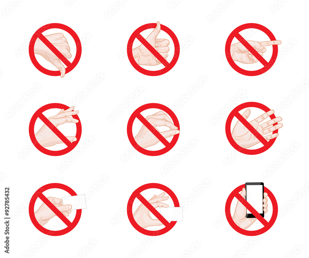 Forbidding Signs business hand gestures icons Forbidding Signs business hand gestures icons