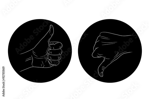 thumb up thumb down black and white icon © SolaruS