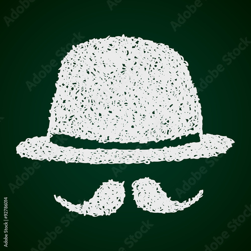 Simple doodle of a bowler hat and moustache