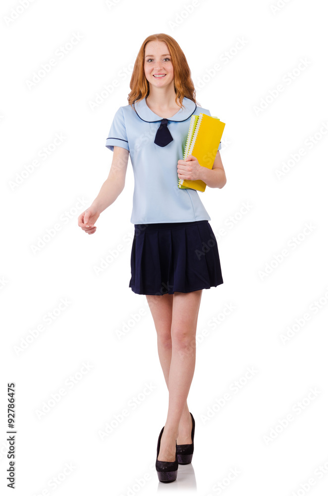 Young diligent student isolated on white Young diligent student isolated on white