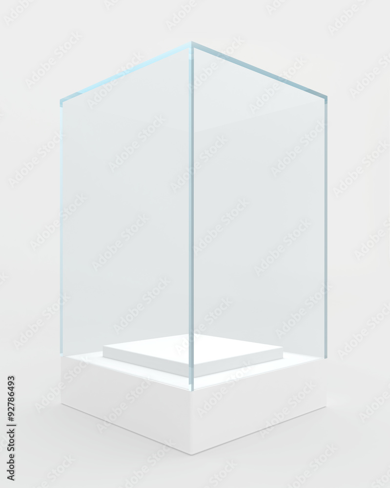 display case. 3d render. isolated on gray background display case. 3d render. isolated on gray background