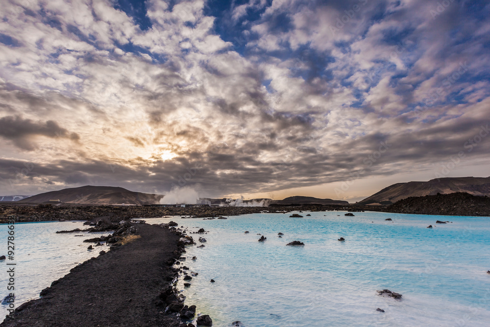 Geothermal pool in Blue lagoon in the morning, Iceland Geothermal pool in Blue lagoon in the morning, Iceland