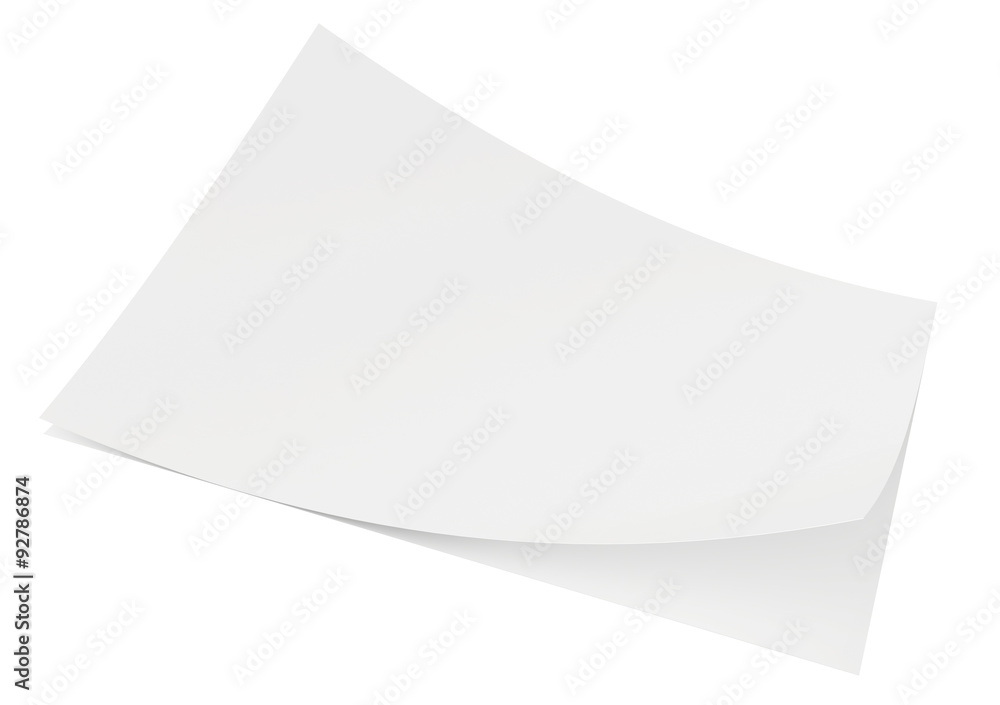 Realistic 3D rendering of blank white sheets paper Realistic 3D rendering of blank white sheets paper