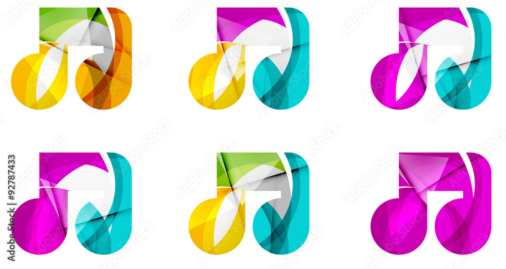 Set of abstract music note icon, business logotype concepts