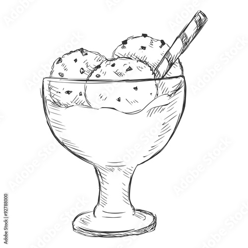 Vector Single Sketch Ice Cream Sundae