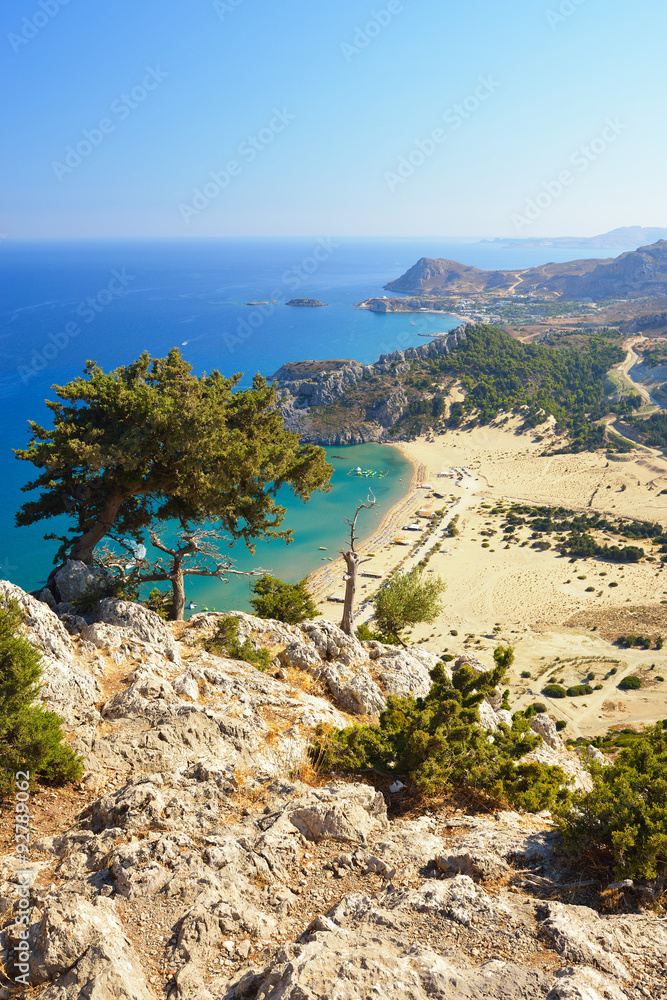 Tsambika beach on Rhodos. Greece.