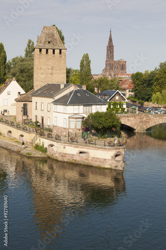 Covered bridge, in the petite france, Strasbourg, Bas-Rhin, Alsa