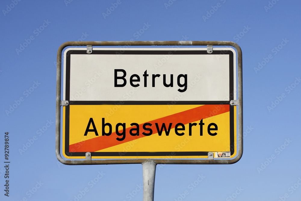 Schild Abgaswerte Betrug 