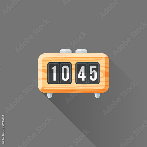 vector flat style wood retro flip clock illustration icon.