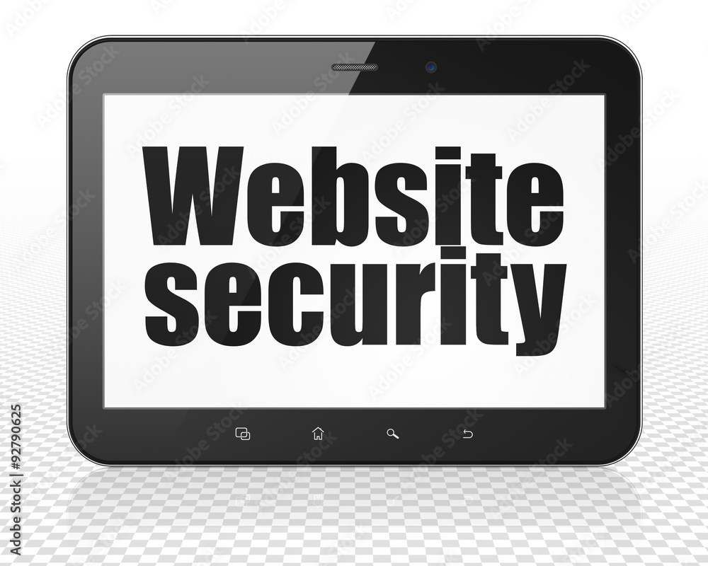 Safety concept: Tablet Pc Computer with Website Security on Safety concept: Tablet Pc Computer with Website Security on