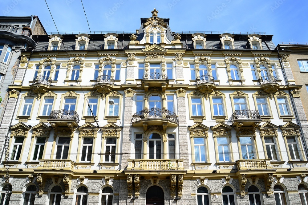 Fototapeta premium Vilnius city old house facade view in city centre
