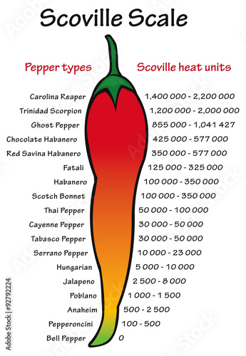 Scoville pepper heat scale vector photo
