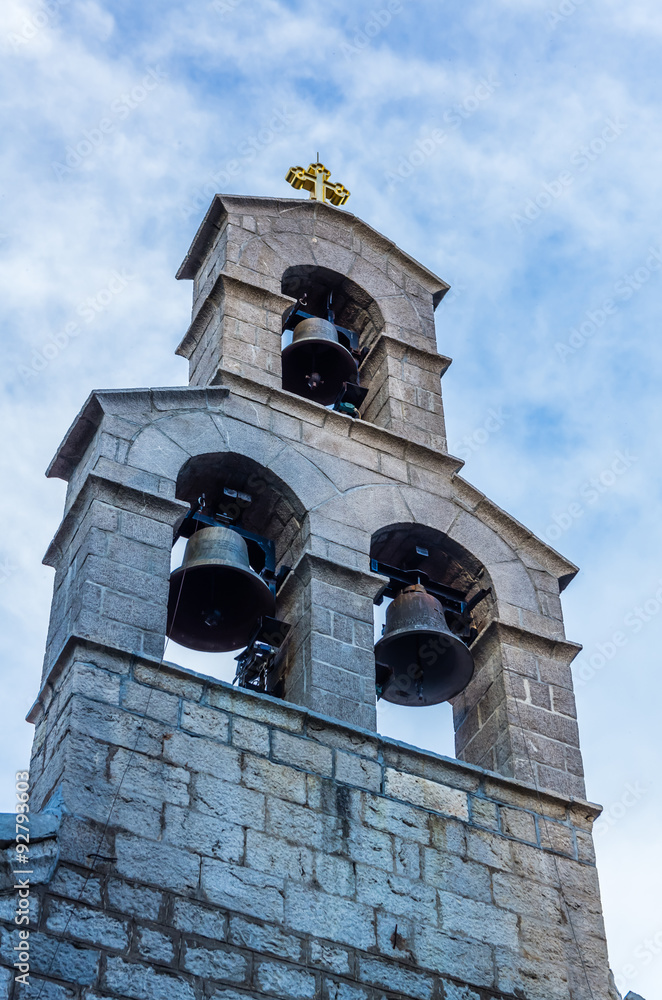 Closeup view on bell tower Closeup view on bell tower